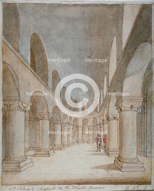 Interior view of St John's Chapel, Tower of London, c1810. Artist: Frederick Nash