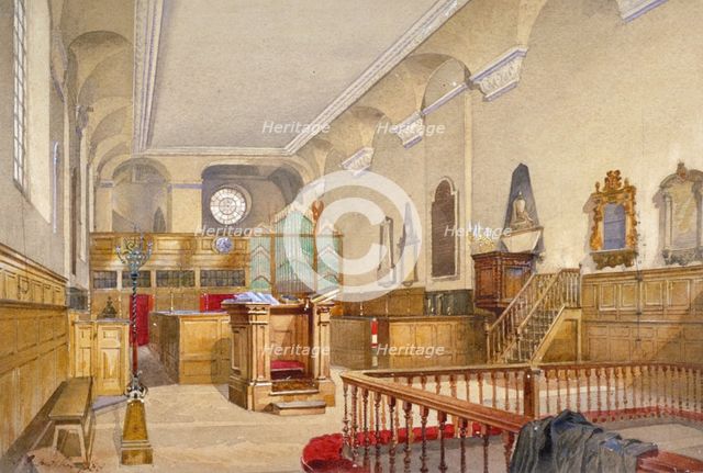 Interior view of St Michael's Church, Wood Street, City of London, 1888. Artist: John Crowther