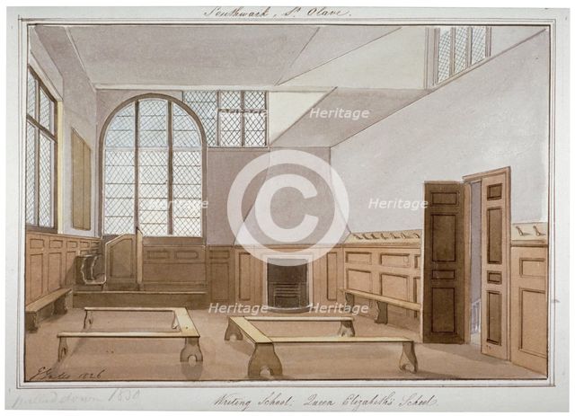 Interior view of St Olave's School on Tooley Street, Bermondsey, London, 1826.   Artist: G Yates