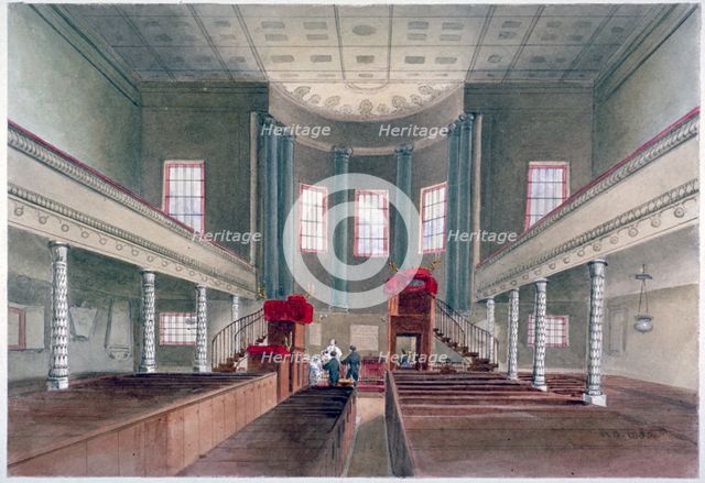 Interior view of St Pancras New Church, London, 1855. Artist: W Guest