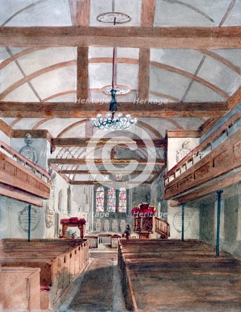 Interior view of St Pancras Old Church, London, 1853. Artist: HC