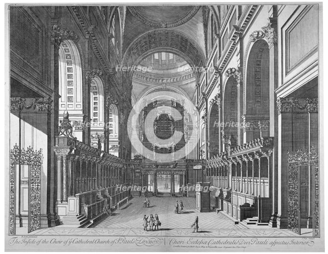 Interior view of St Paul's Cathedral, City of London, c1720.                                     Artist: Johannes Kip