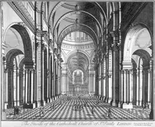 Interior view of St Paul's Cathedral, looking east along the nave, City of London, 1720. Artist: Anon