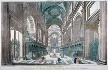 Interior view of St Paul's Cathedral showing the choir, City of London, 1755. Artist: Anon