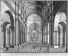 Interior view of St Paul's Cathedral, looking east along the nave, City of London, 1720. Artist: Anon