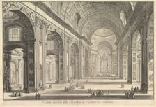 Interior view of St. Peter's Basilica in the Vatican, from Vedute di Roma (Roman Views), ca. 1748. Creator: Giovanni Battista Piranesi