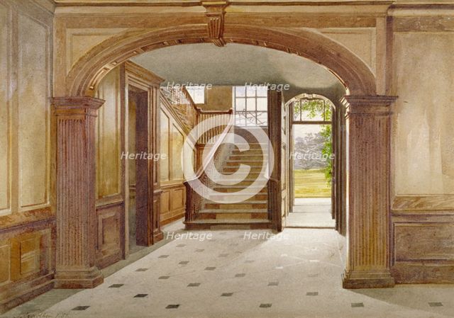 Interior view showing the staircase at Fairfax House, High Street, Putney, London, 1887. Artist: John Crowther