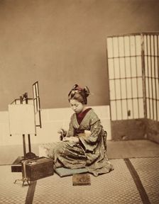 Interior - Young Woman Writing, c1885. Creator: Unknown