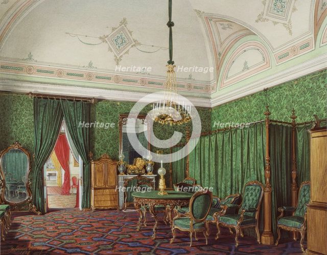 Interiors of the Winter Palace. The Third Reserved Apartment. A Bedroom, 1873. Artist: Hau, Eduard (1807-1887)