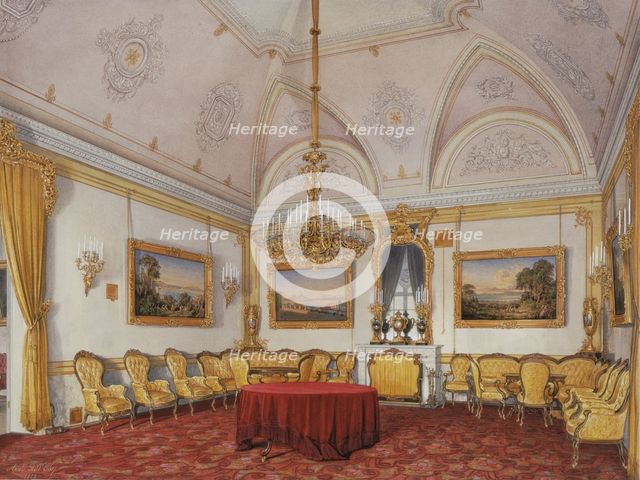 Interiors of the Winter Palace. The Third Reserved Apartment. The Drawing Room, 1872. Artist: Hau, Eduard (1807-1887)