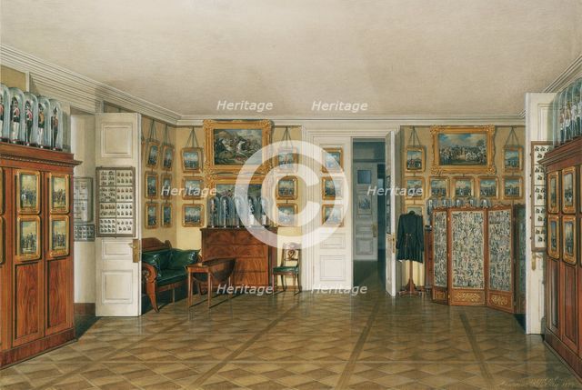 Interiors of the Winter Palace. The Valet Room of Emperor Alexander II, 1874. Artist: Hau, Eduard (1807-1887)