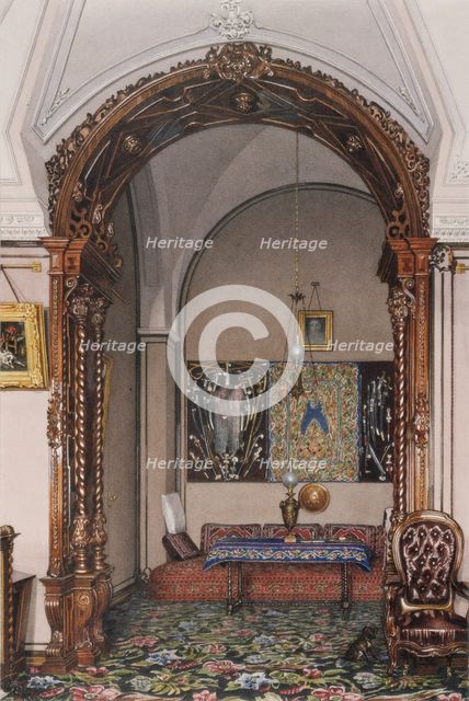 Interiors of the Winter Palace. The Alcove of the Study of Grand Prince Nicholas Nicolaievich, Mid of the 19th cen.. Artist: Ukhtomsky, Konstantin Andreyevich (1818-1881)