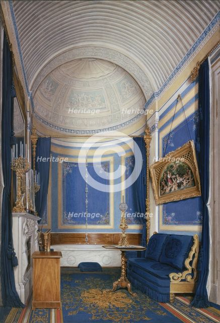Interiors of the Winter Palace. The Bathroom of Empress Maria Alexandrovna, 1850s. Artist: Hau, Eduard (1807-1887)