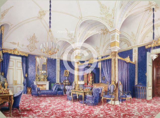 Interiors of the Winter Palace. The Bedchamber of Empress Maria Alexandrovna, 1859. Artist: Premazzi, Ludwig (Luigi) (1814-1891)