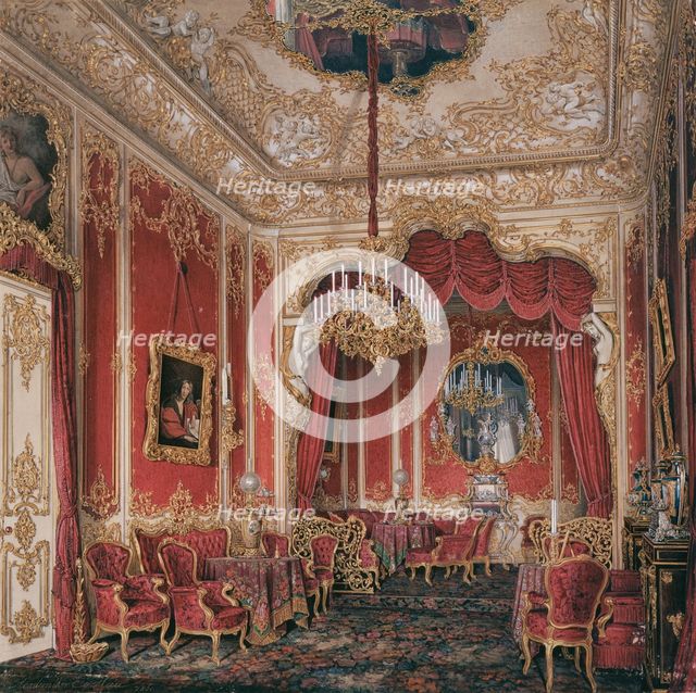 Interiors of the Winter Palace. The Boudoir of Empress Maria Alexandrovna, 1861. Artist: Hau, Eduard (1807-1887)