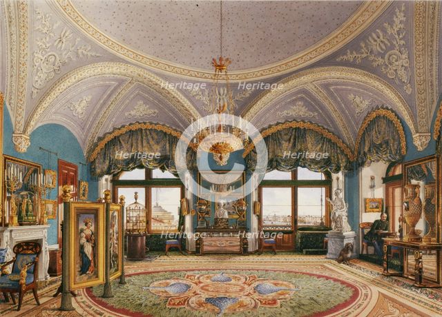Interiors of the Winter Palace. The Corner Drawing Room of Emperor Nicholas I, Mid of the 19th cen.. Artist: Ukhtomsky, Konstantin Andreyevich (1818-1881)