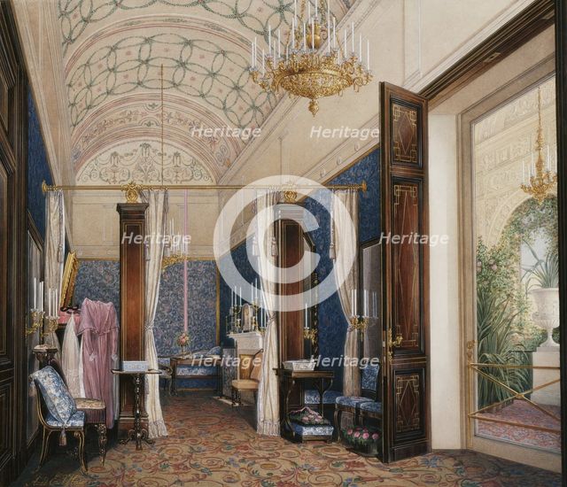 Interiors of the Winter Palace. The Dressing Room of Empress Alexandra Fyodorovna, 1871. Artist: Hau, Eduard (1807-1887)