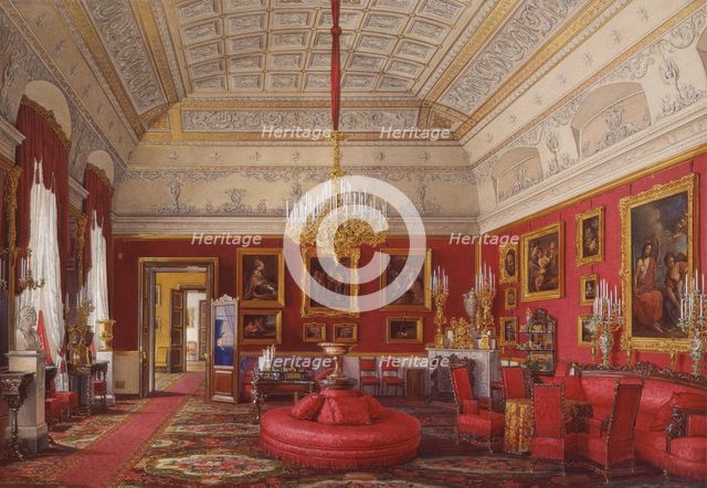 Interiors of the Winter Palace. The First Reserved Apartment. The Large Study of Grand Princess Maria Nikolayevna, 1867. Artist: Hau, Eduard (1807-1887)