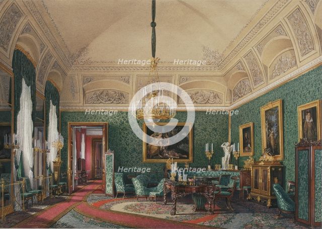 Interiors of the Winter Palace. The First Reserved Apartment. The Small Study of Grand Princess Maria Nikolayevna, 1867. Artist: Hau, Eduard (1807-1887)