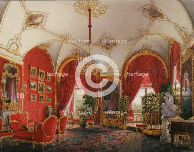 Interiors of the Winter Palace. The Fourth Reserved Apartment. The Corner Room, Mid of the 19th cen.. Artist: Hau, Eduard (1807-1887)