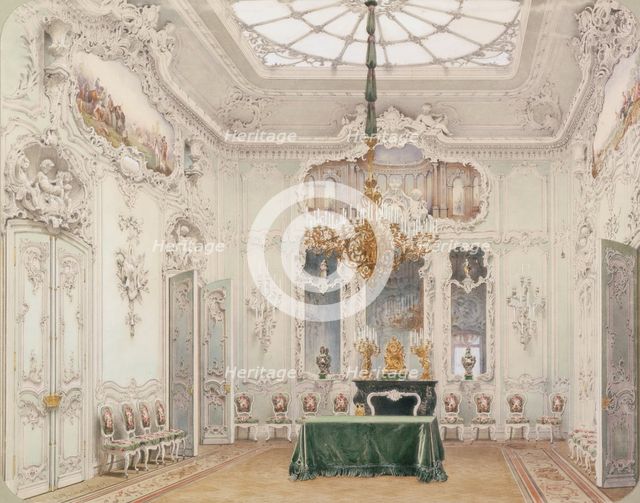 Interiors of the Winter Palace. The Green Dining Room, 1852. Artist: Premazzi, Ludwig (Luigi) (1814-1891)