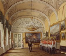 Interiors of the Winter Palace. The Guardroom, 1864. Artist: Hau, Eduard (1807-1887)