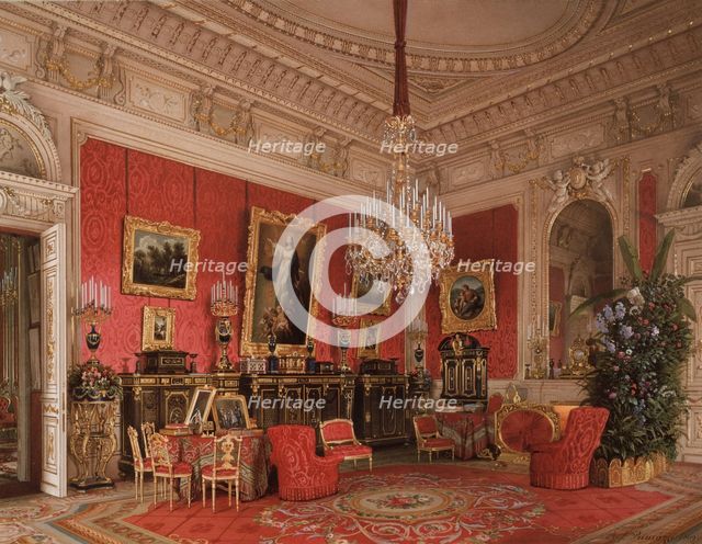 Interiors of the Winter Palace. The Study of Empress Maria Alexandrovna, 1869. Artist: Premazzi, Ludwig (Luigi) (1814-1891)