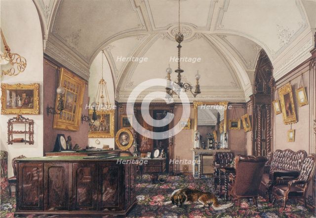 Interiors of the Winter Palace. The Study of Grand Prince Nicholas Nicolaievich, 1856. Artist: Ukhtomsky, Konstantin Andreyevich (1818-1881)
