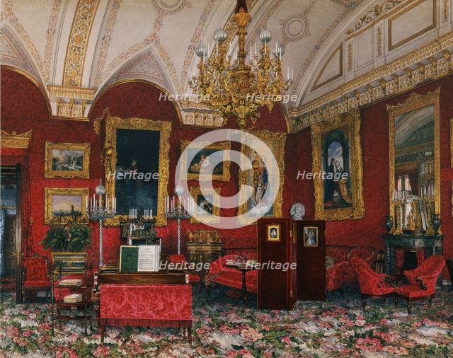 Interiors of the Winter Palace. The Study of Grand Princess Maria Nikolayevna, End of 19th cen.. Artist: Ukhtomsky, Konstantin Andreyevich (1818-1881)