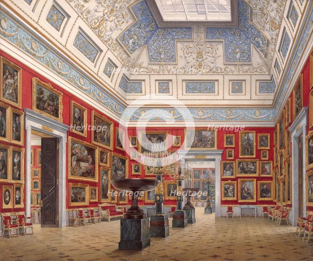 Interiors of the New Hermitage. The Room of Flemish painting, 1854. Artist: Hau, Eduard (1807-1887)