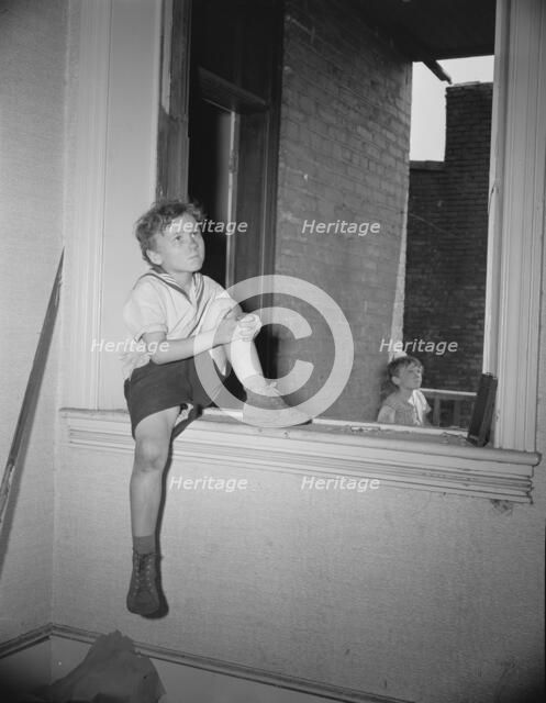 Interiors of wrecked homes on Independence Avenue..., Washington, D.C, 1942. Creator: Gordon Parks.