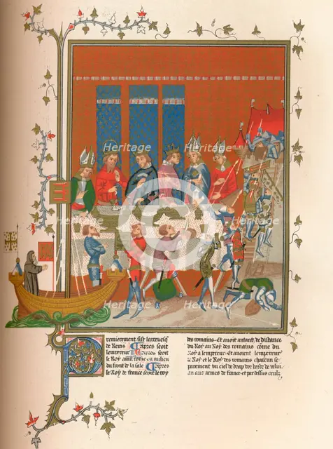 Interlude during the meal, 14th century, (1849). Creator: Kellerhoven.