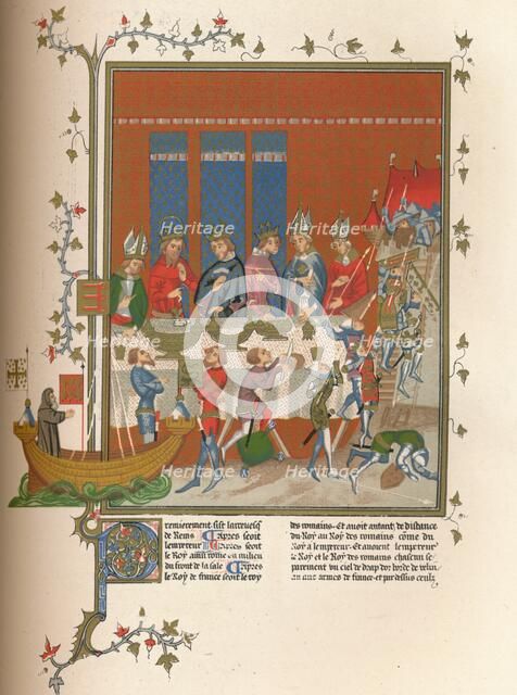 Interlude during the meal, 14th century, (1849). Creator: Kellerhoven.