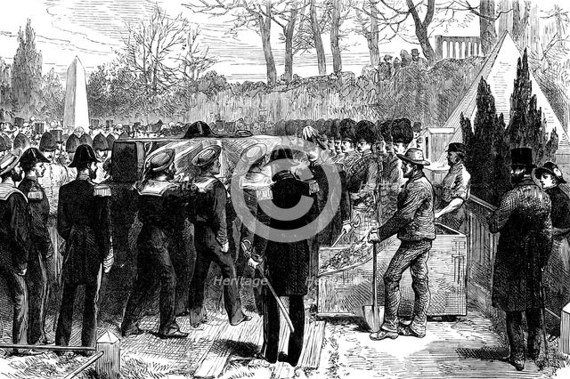 Interment of the remains of Lieutenant John Irving, R.N., in the Dean Cemetery, Edinburgh, 1881. Creator: Unknown.
