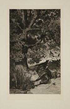Intermezzi, Opus Iv, Bl. 11: Gefallener Reiter (Fallen Rider), 1881. Creator: Max Klinger