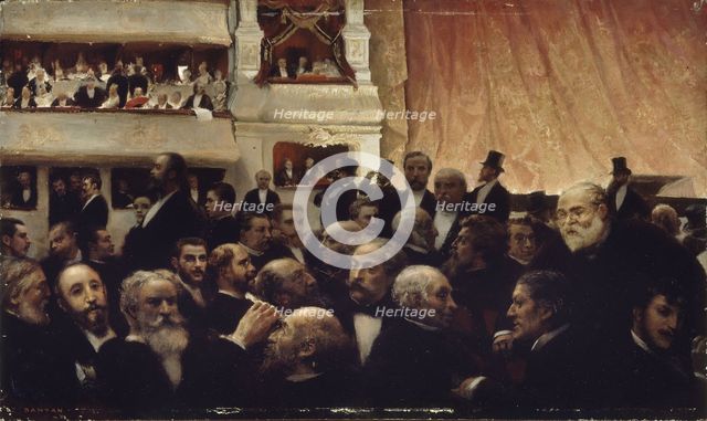 Intermission of a premiere at the Comedie-Francaise, 1885. Creator: Edouard Joseph Dantan.