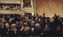 Intermission of a premiere at the Comedie-Francaise, 1885. Creator: Edouard Joseph Dantan