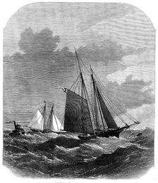 International Yacht-Races, New York: the Livonia and the Dauntless in a gale - "Man Overboard!" 1871 Creator: Unknown
