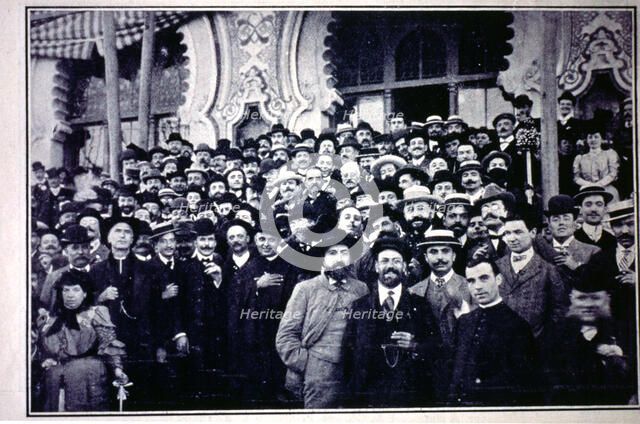International Congress of the Catalan Language held in Barcelona in 1906, participants at the res…