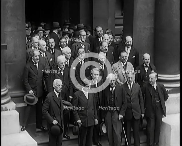 International Leaders Gathering on the Steps of a Building for a Conference on Economic..., 1931. Creator: British Pathe Ltd.
