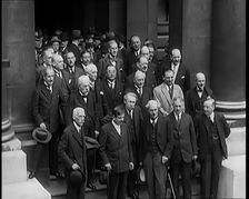 International Leaders Gathering on the Steps of a Building for a Conference on Economic..., 1931. Creator: British Pathe Ltd