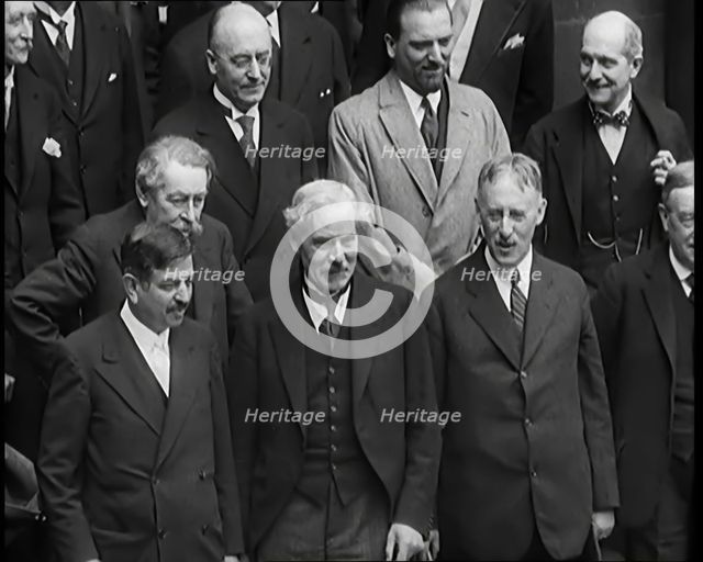 International Leaders Gathering on the Steps of a Building for a Conference on Economic..., 1931. Creator: British Pathe Ltd.