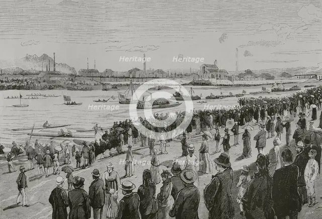 International regattas festival on the Seine, 18 August 1878.  Creators: Bernardo Rico, Josep Lluís Pellicer Feñé.