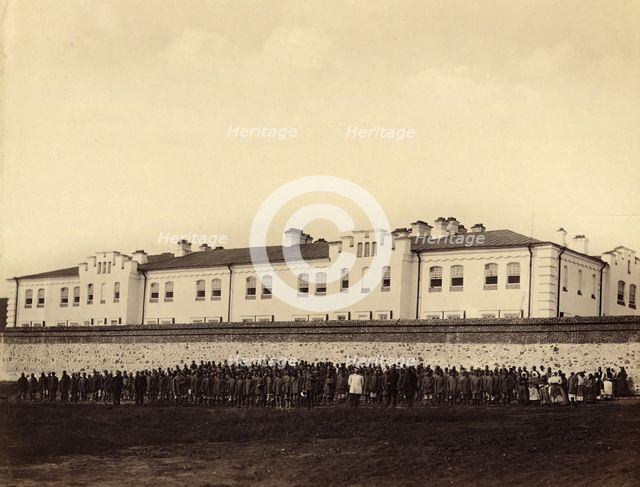 Internees Praying outside the Gornyi Zerentui Prison, 1891. Creator: Aleksei Kuznetsov.