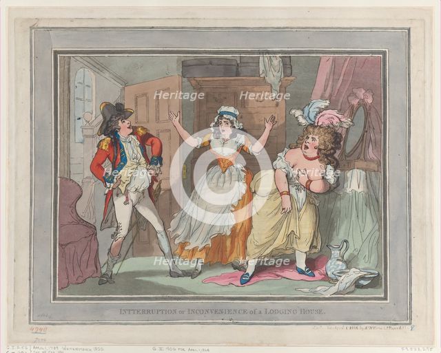 Interruption or Inconvenience of a Lodging House, [Apri..., [April 1, 1789], reissued April 1, 1824. Creator: Thomas Rowlandson.