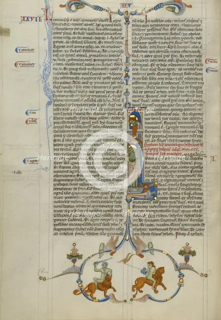 Intial I: Christ Blessing Moses; Abbey Bible, about 1250-1262. Creator: Unknown.