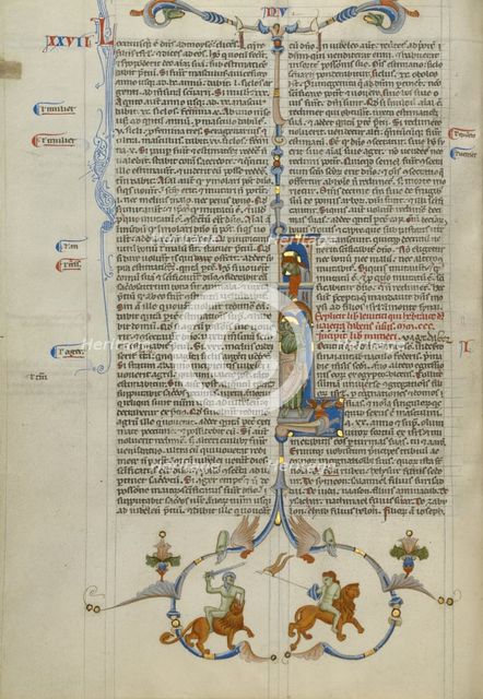 Intial I: Christ Blessing Moses; Abbey Bible, about 1250-1262. Creator: Unknown.
