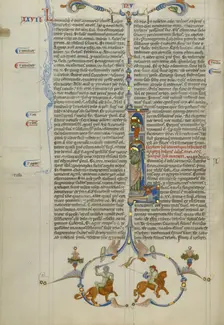 Intial I: Christ Blessing Moses; Abbey Bible, about 1250-1262. Creator: Unknown