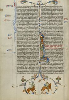 Intial I: Christ Blessing Moses; Abbey Bible, about 1250-1262. Creator: Unknown
