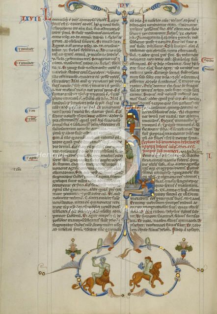 Intial I: Christ Blessing Moses; Abbey Bible, about 1250-1262. Creator: Unknown.